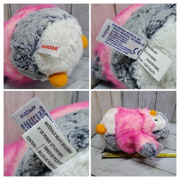 Aurora 8.5"t Fuzzy PomPom Peguin Plush w/Pink Fuzzy Winter Coat NWT - Picture 4 of 6